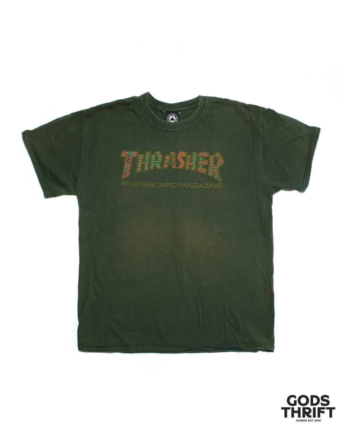 Thrasher T-shirt green (L) - Gods Thrift Athens