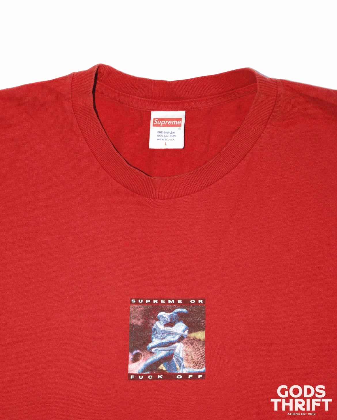Supreme or Fuck Off T-shirt Red (L) - Gods Thrift Athens