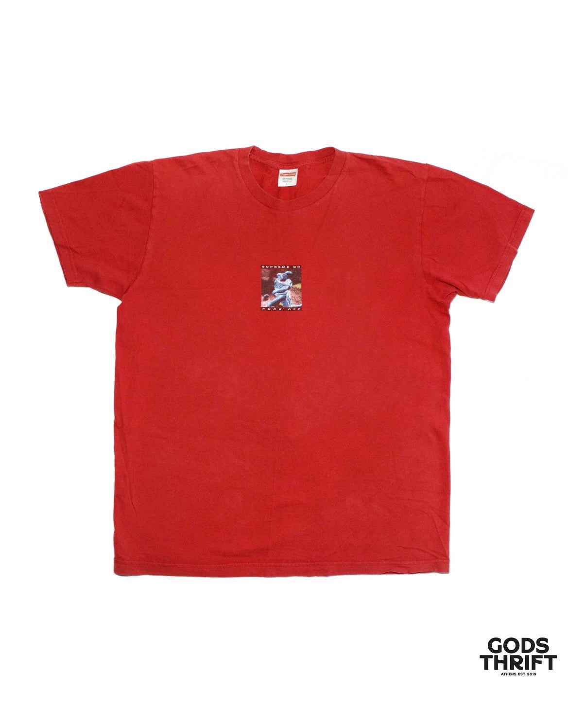 Supreme or Fuck Off T-shirt Red (L) - Gods Thrift Athens