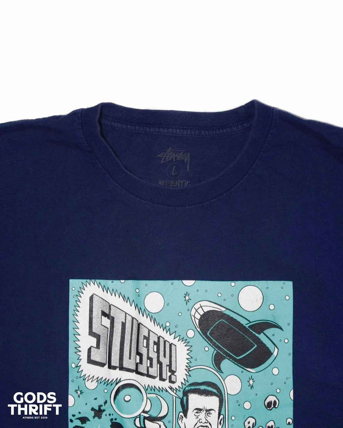 Stussy X Daniel Clowes T-shirt SS2011 Navy (L) - Gods Thrift Athens