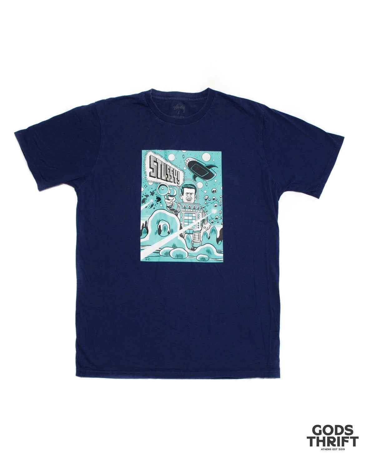 Stussy X Daniel Clowes T-shirt SS2011 Navy (L) - Gods Thrift Athens