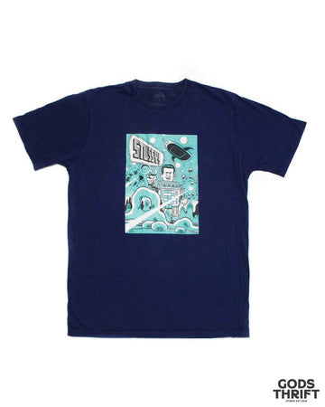 Stussy X Daniel Clowes T-shirt SS2011 Navy (L) - Gods Thrift Athens