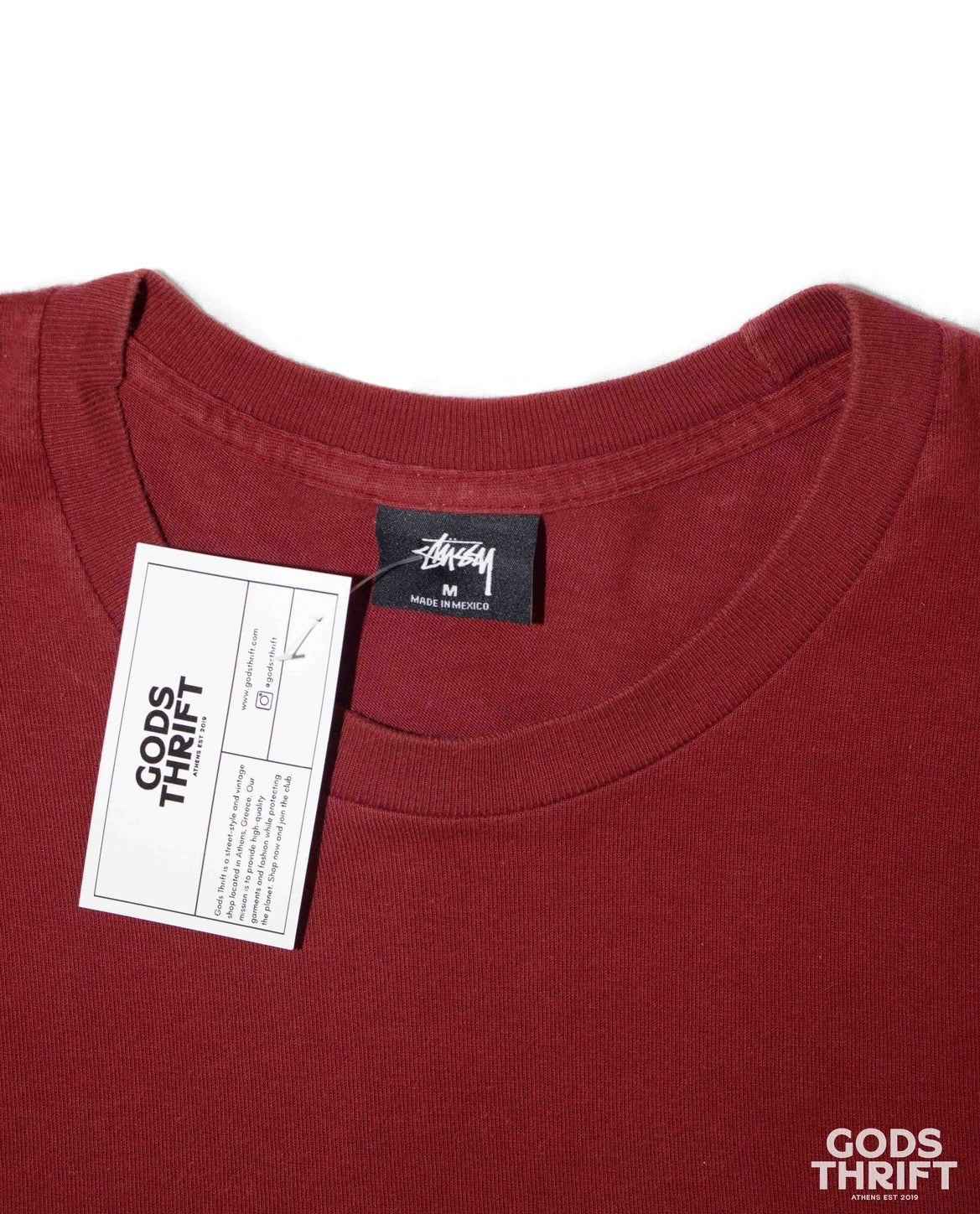 Stussy Long Sleeve T-shirt Burgundy (M) - Gods Thrift Athens
