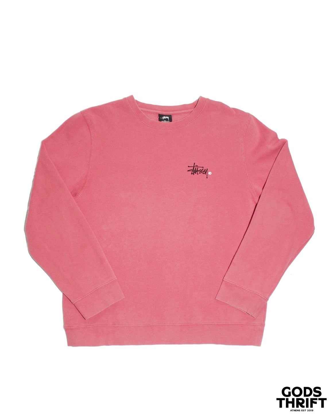Stussy Pink Crewneck 90s (M) - Gods Thrift Athens