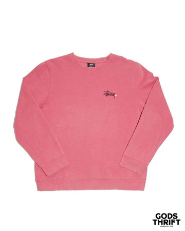 Stussy Pink Crewneck 90s (M) - Gods Thrift Athens