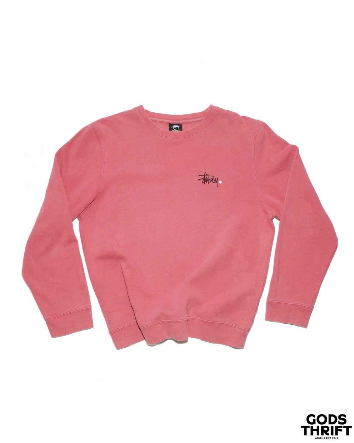 Stussy Pink Crewneck 90s (M) - Gods Thrift Athens