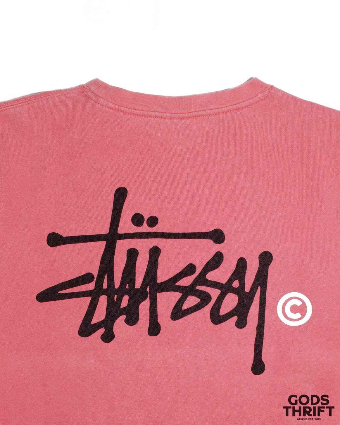 Stussy Pink Crewneck 90s (M) - Gods Thrift Athens