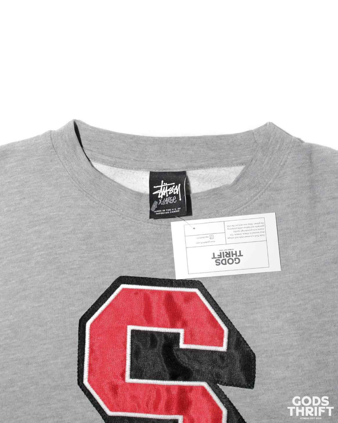 Stussy ''S'' Crewneck grey (XL) - Gods Thrift Athens