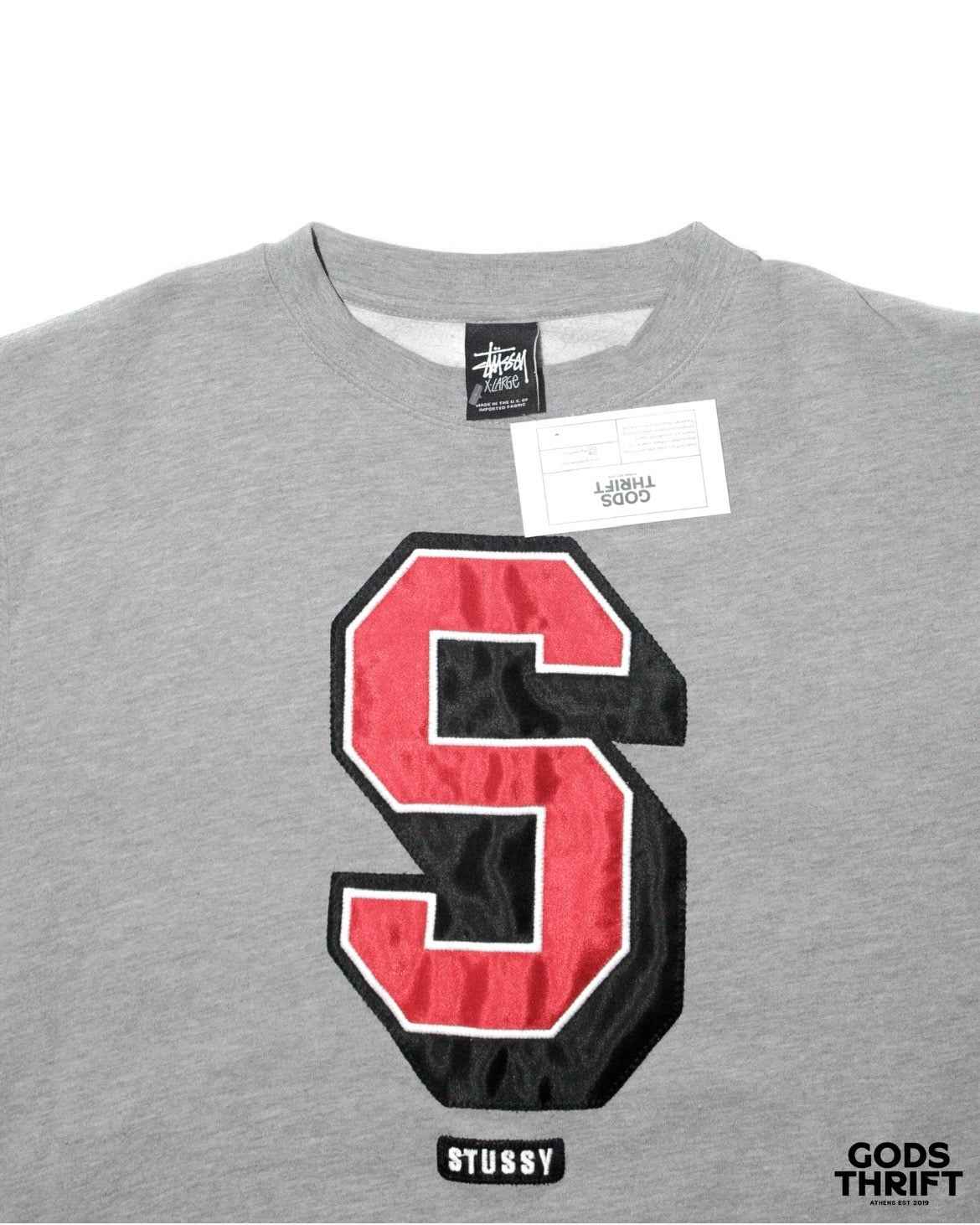Stussy ''S'' Crewneck grey (XL) - Gods Thrift Athens
