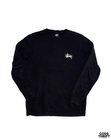 Stussy Y2k Crewneck Black (S) - Gods Thrift Athens