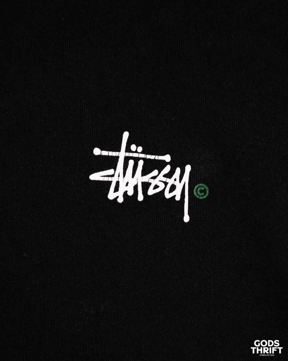 Stussy Y2k Crewneck Black (S) - Gods Thrift Athens
