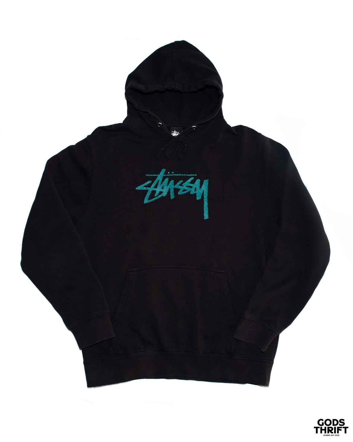 Stussy 00s Hoodie Black (L) - Gods Thrift Athens