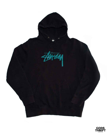 Stussy 00s Hoodie Black (L) - Gods Thrift Athens