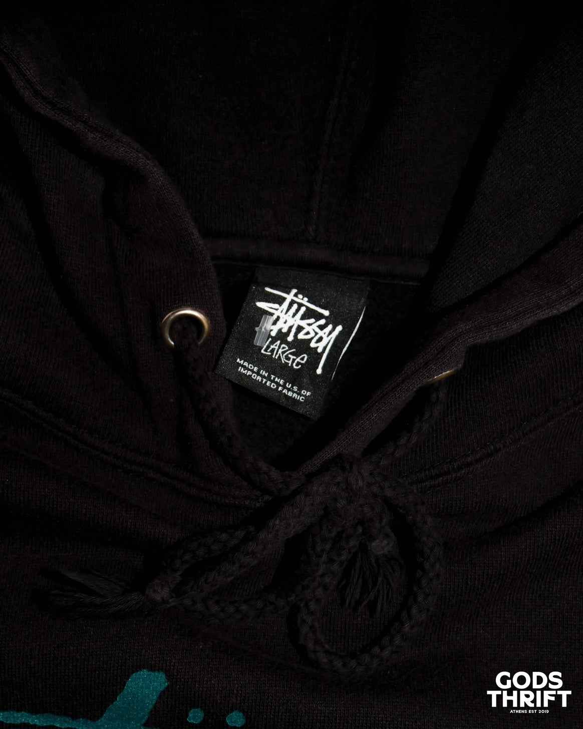Stussy 00s Hoodie Black (L) - Gods Thrift Athens