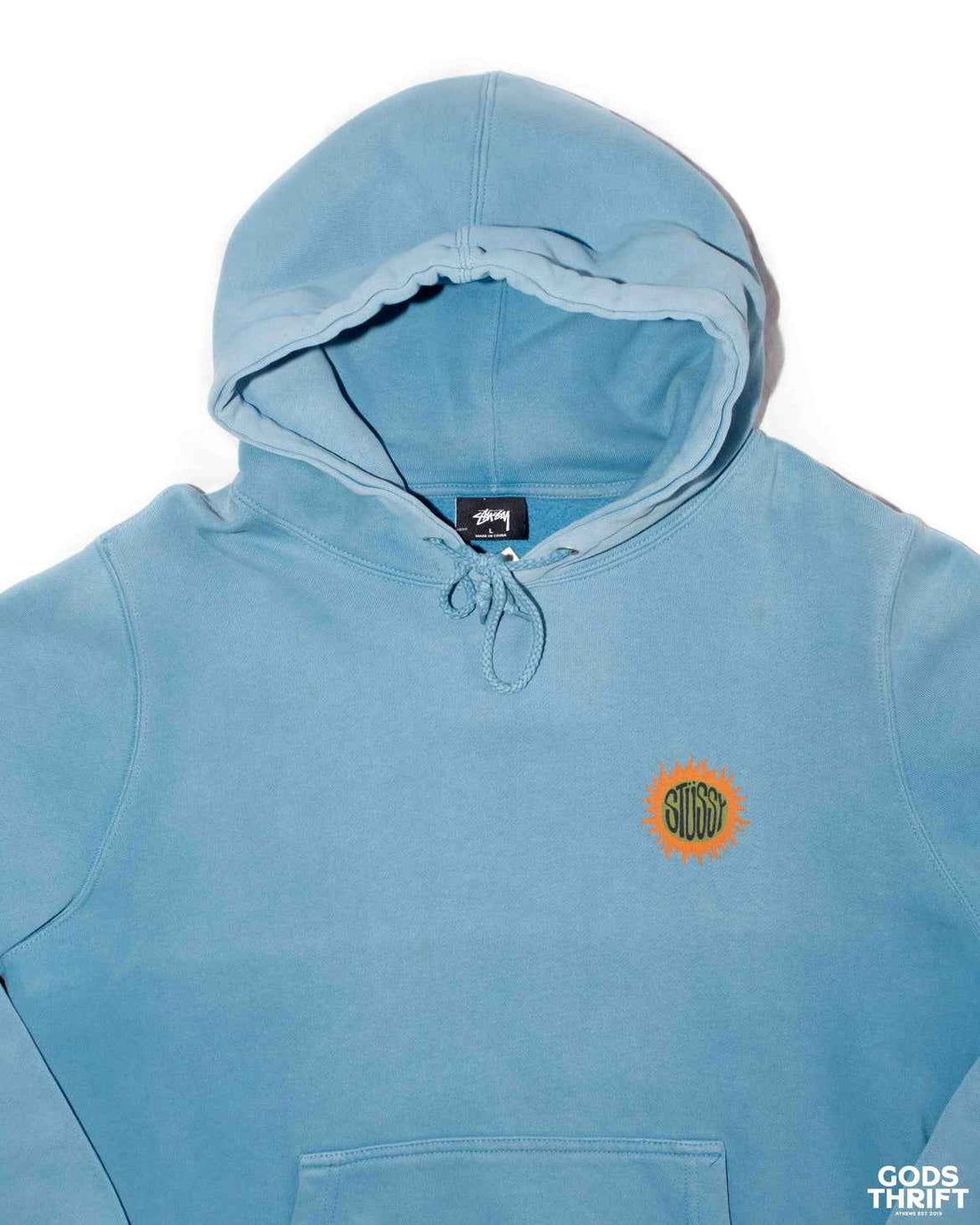 Stussy Sweatshirt, Baby blue , (L) - Gods Thrift Athens