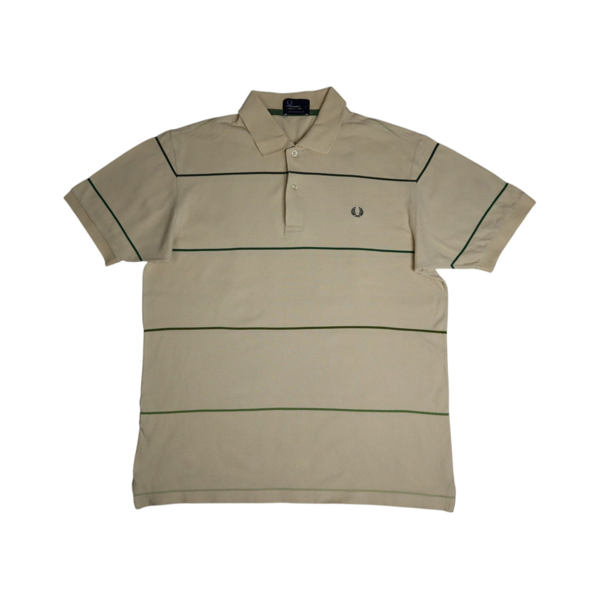 Vintage Fred Perry Polo | Cream / Green Stripes | Size L
