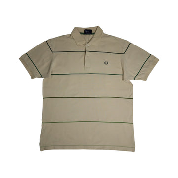 Vintage Fred Perry Polo | Cream / Green Stripes | Size L