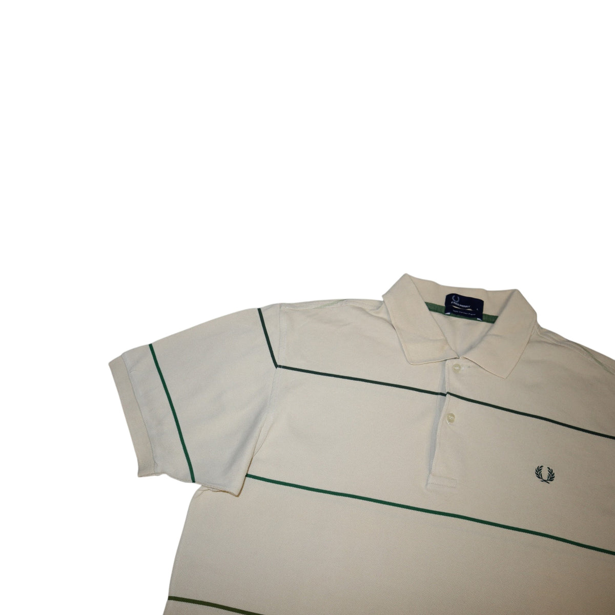 Vintage Fred Perry Polo | Cream / Green Stripes | Size L