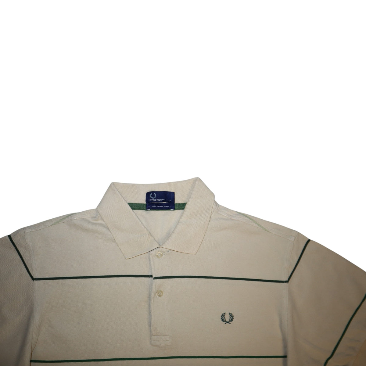 Vintage Fred Perry Polo | Cream / Green Stripes | Size L