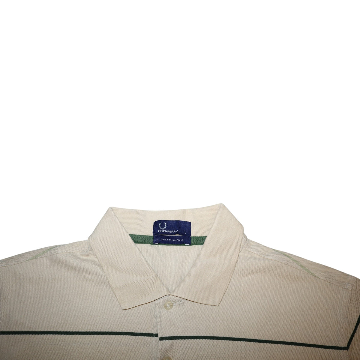 Vintage Fred Perry Polo | Cream / Green Stripes | Size L