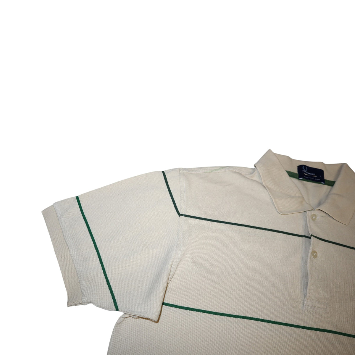 Vintage Fred Perry Polo | Cream / Green Stripes | Size L