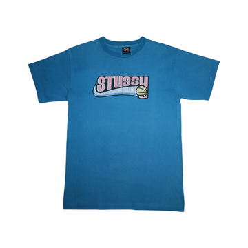 Vintage Stussy Tee | Blue / Pink Logo | Size M