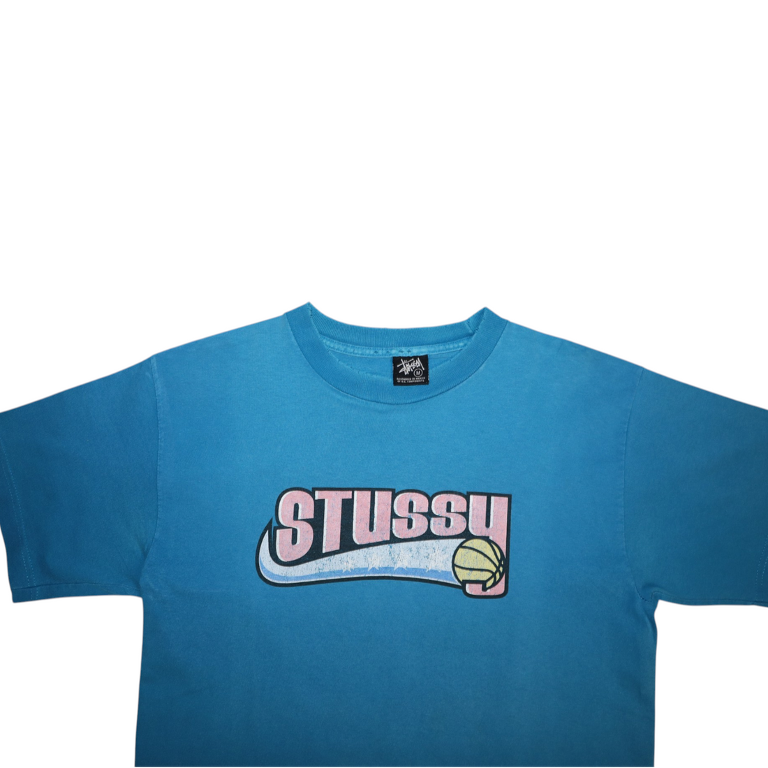 Vintage Stussy Tee | Blue / Pink Logo | Size M