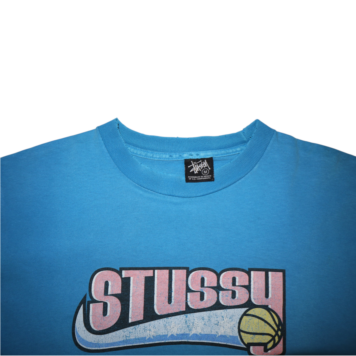 Vintage Stussy Tee | Blue / Pink Logo | Size M