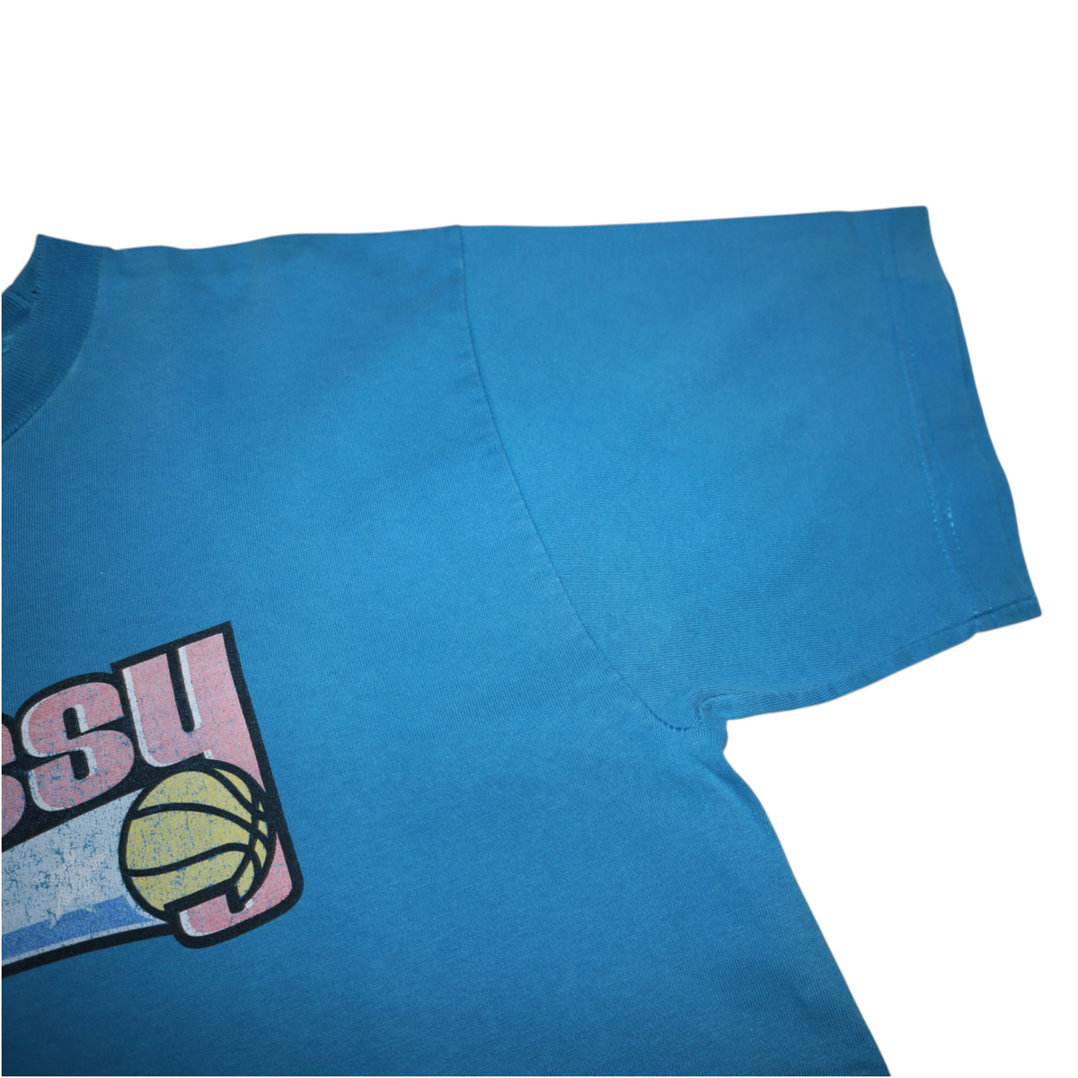 Vintage Stussy Tee | Blue / Pink Logo | Size M