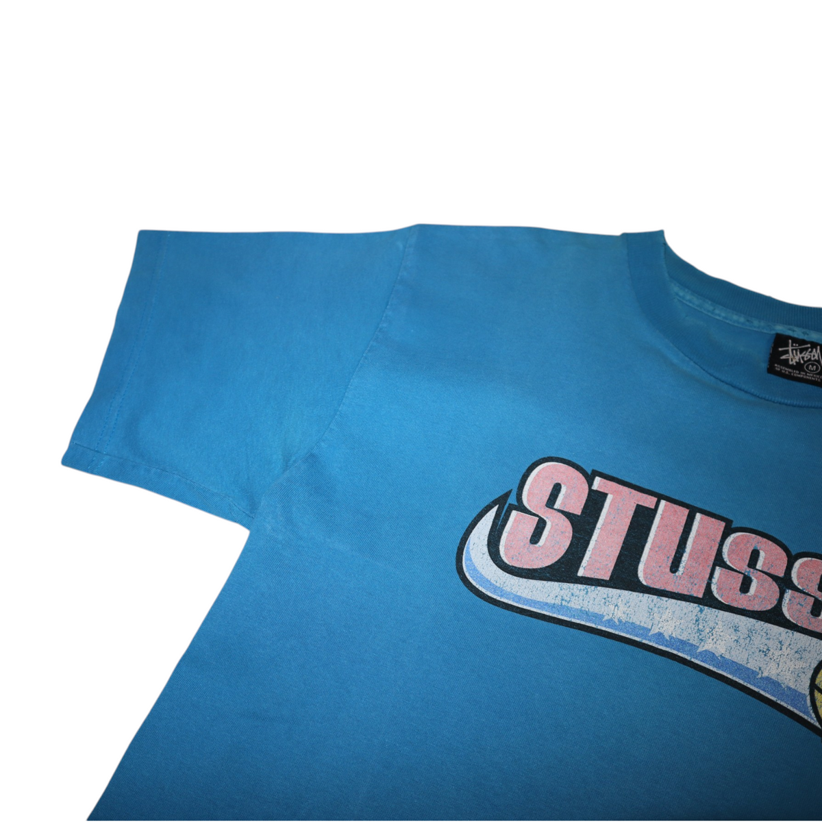 Vintage Stussy Tee | Blue / Pink Logo | Size M