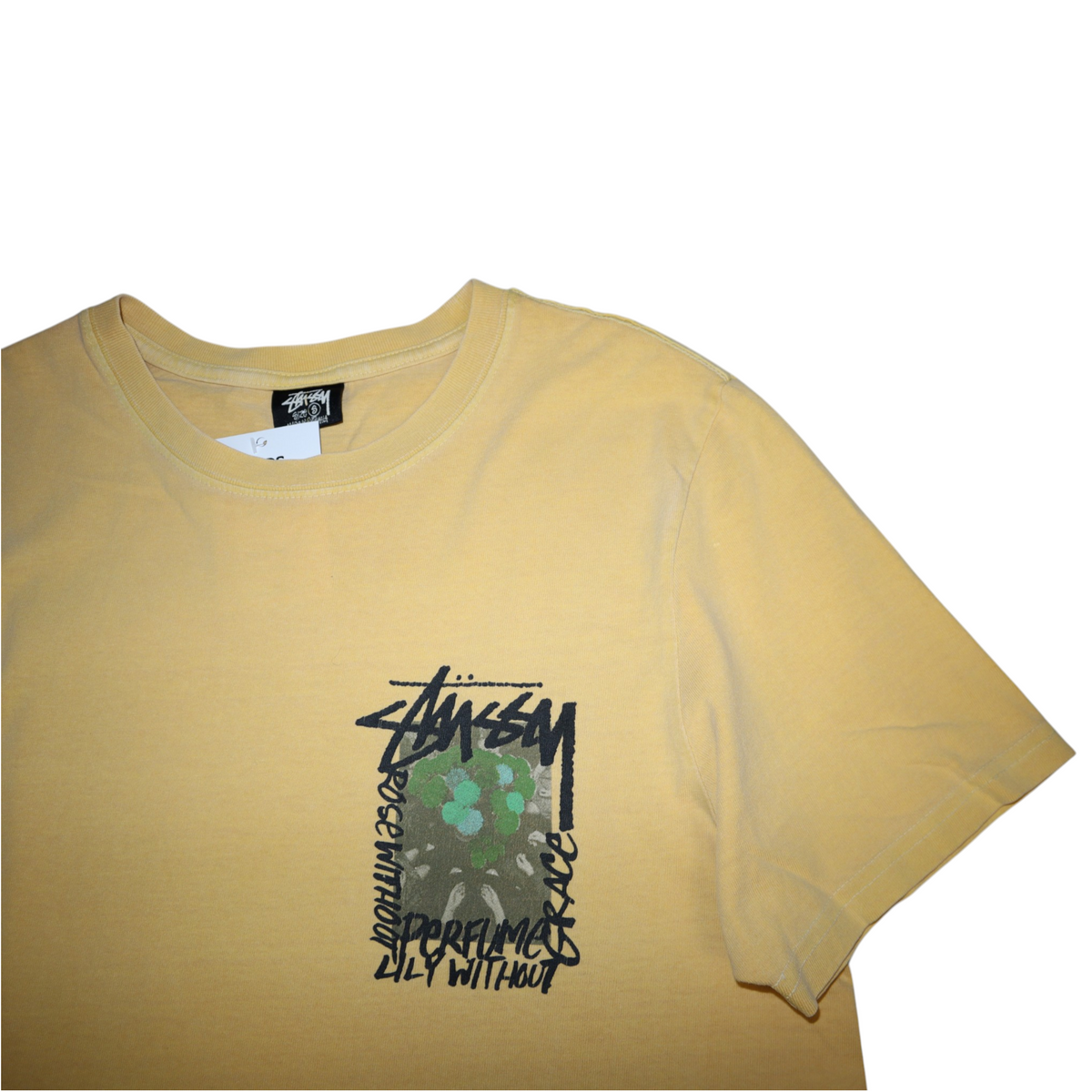 Stussy Camelias Pigment Dyed Tee | Yellow | Size S