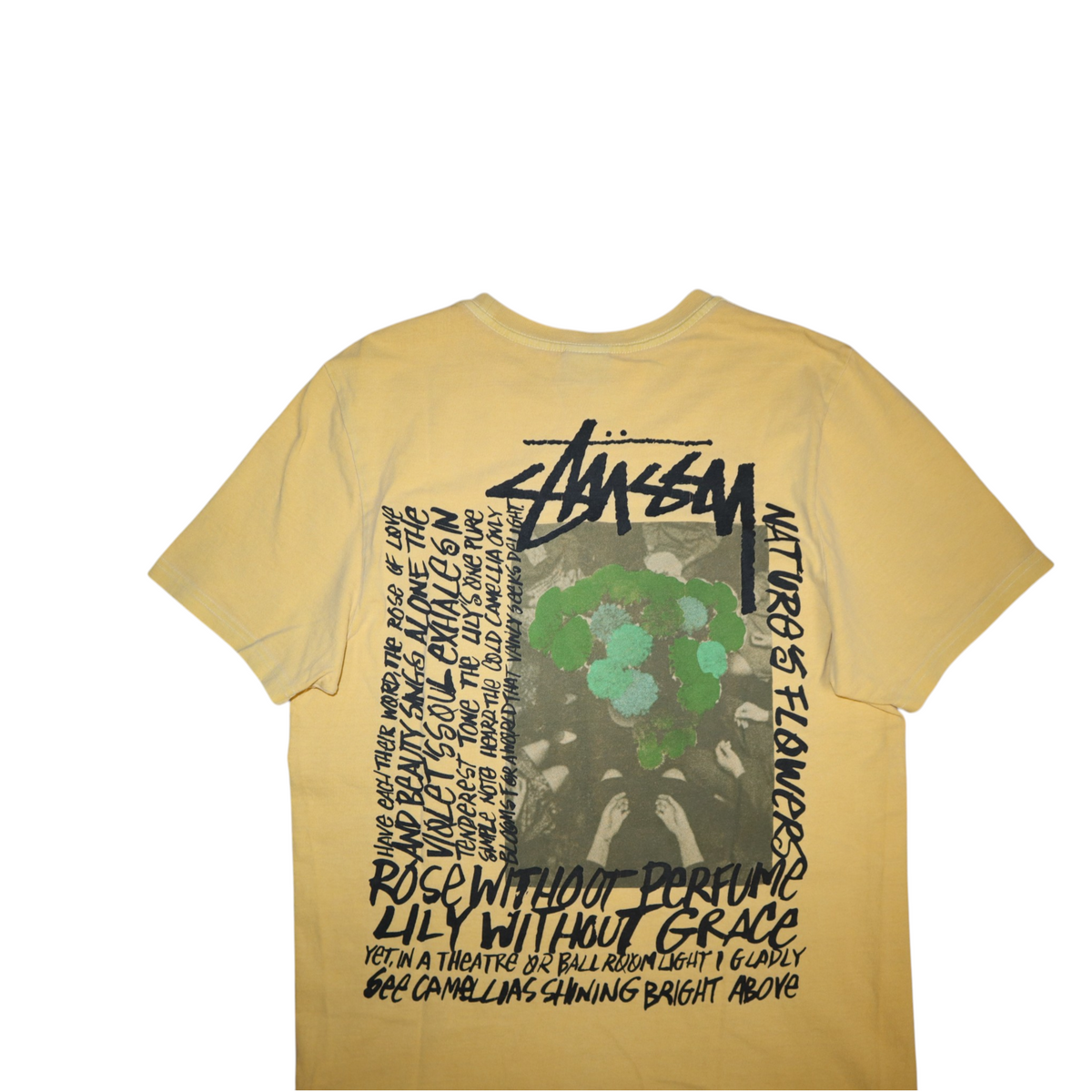Stussy Camelias Pigment Dyed Tee | Yellow | Size S