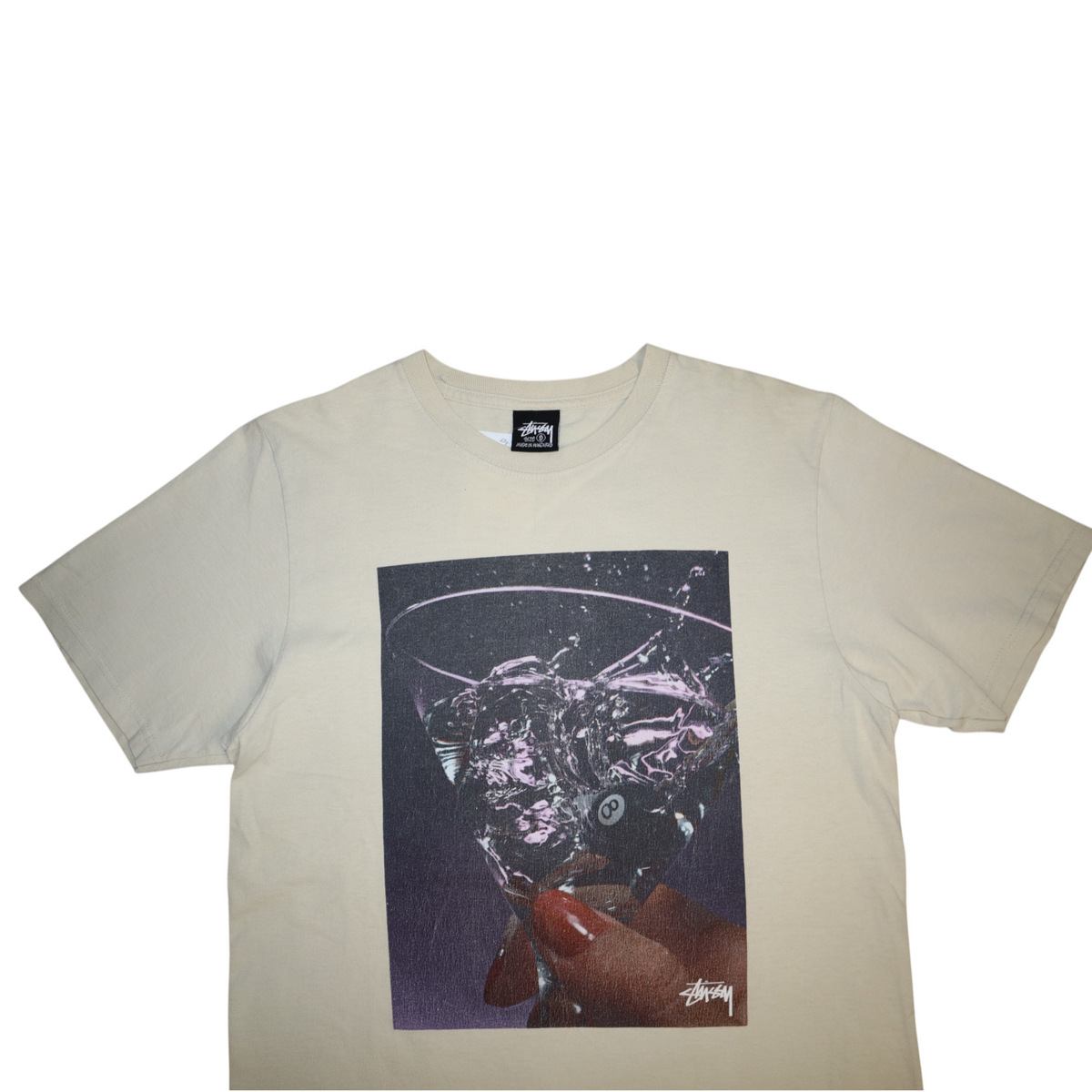 Stussy Eight Ball Martini Glass Tee | Cream | Size S