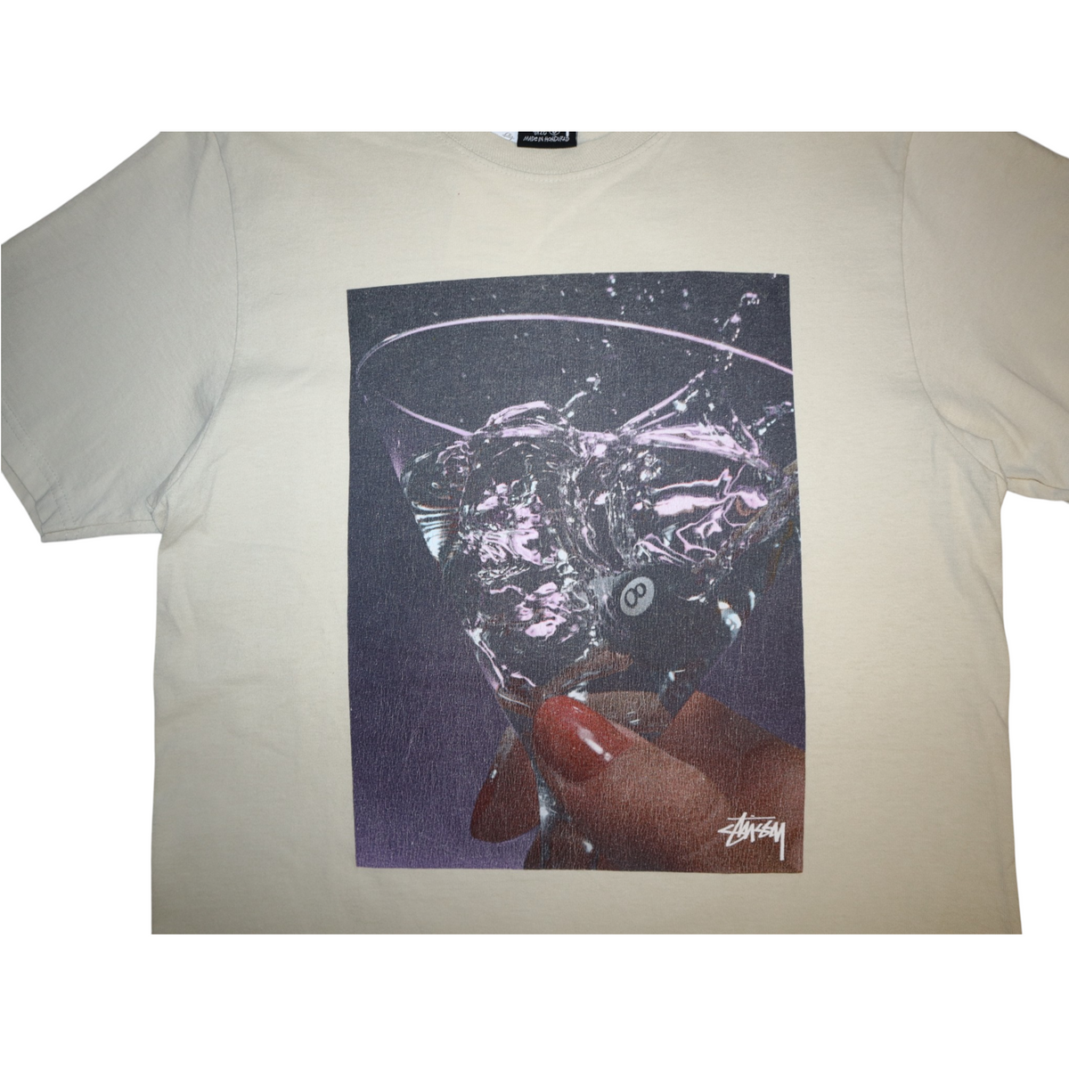 Stussy Eight Ball Martini Glass Tee | Cream | Size S