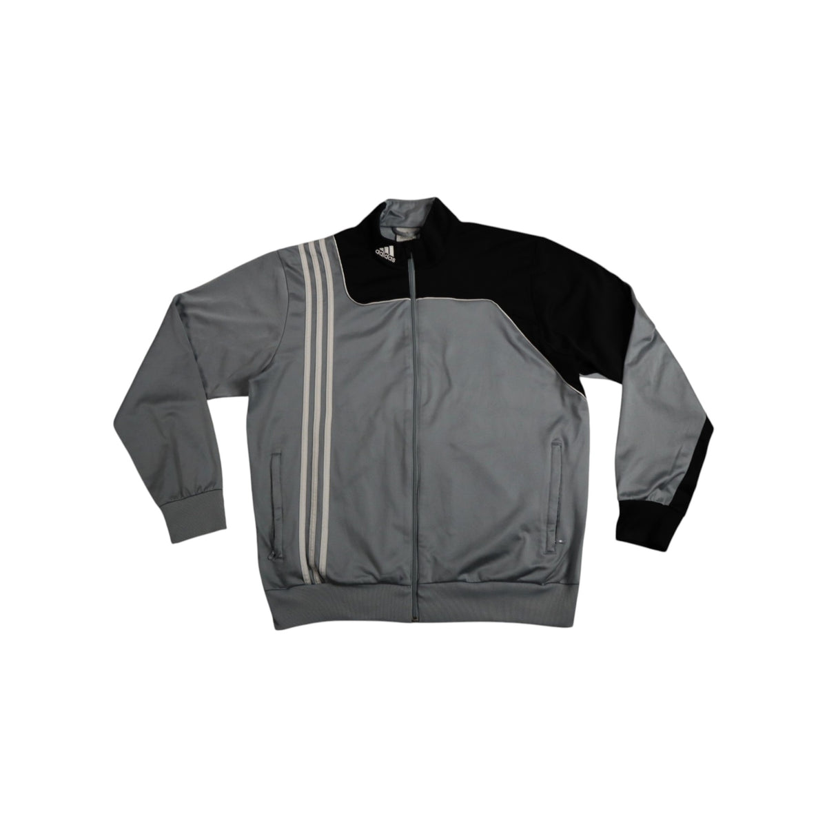Vintage 2000s Adidas Track Jacket | Grey / Black | Size M