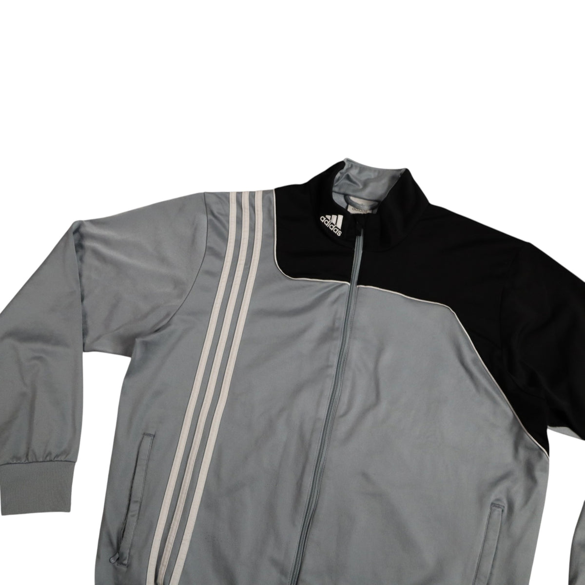 Vintage 2000s Adidas Track Jacket | Grey / Black | Size M