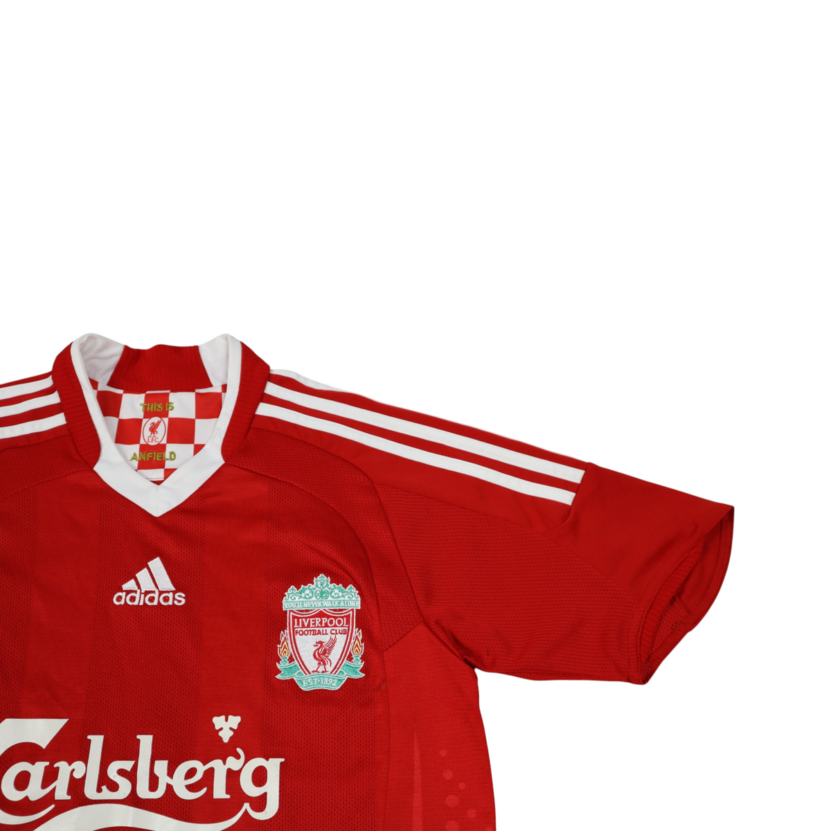 Vintage Adidas Liverpool 2008–2010 Home Jersey | Red | Youth L - Mens M