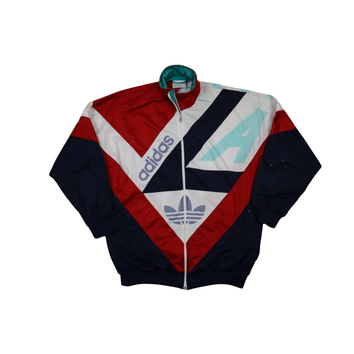 Vintage Early 90s Adidas Asymmetric Multicolour Track Jacket | Size L