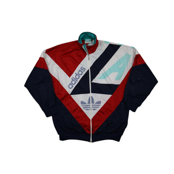 Vintage Early 90s Adidas Asymmetric Multicolour Track Jacket | Size L