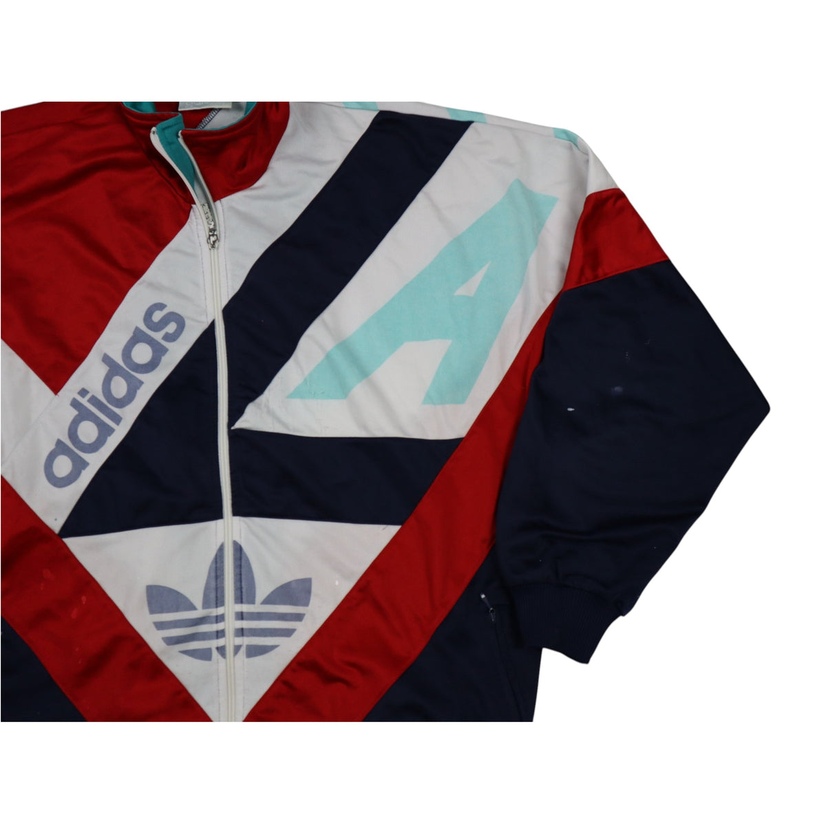 Vintage Early 90s Adidas Asymmetric Multicolour Track Jacket | Size L