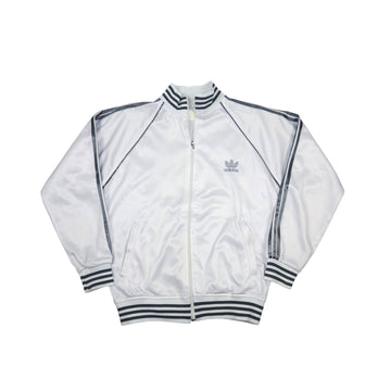Vintage Late 80s / Early 90s Adidas Track Jacket | White / Silver | Size S