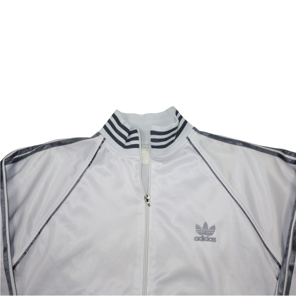 Vintage Late 80s / Early 90s Adidas Track Jacket | White / Silver | Size S