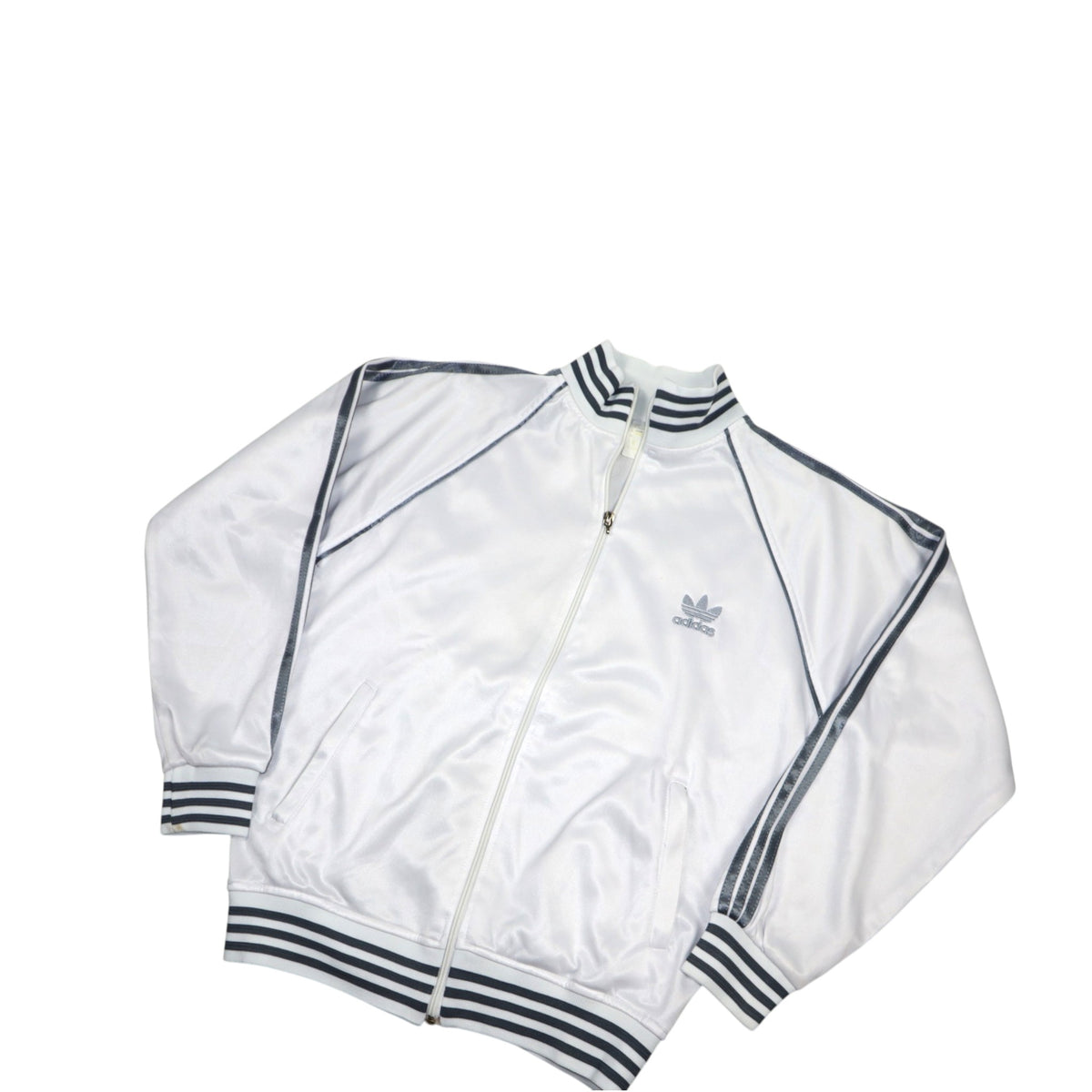 Vintage Late 80s / Early 90s Adidas Track Jacket | White / Silver | Size S