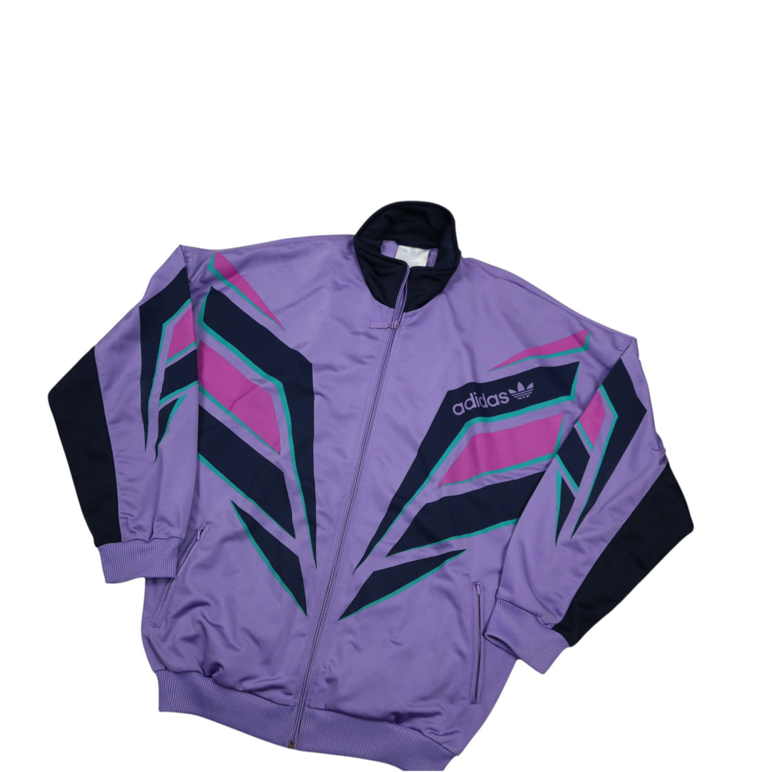 Vintage Adidas Ζακέτα Φόρμας από τις αρχές της δεκαετίας του '90 | Μωβ Πολύχρωμη | Μέγεθος L