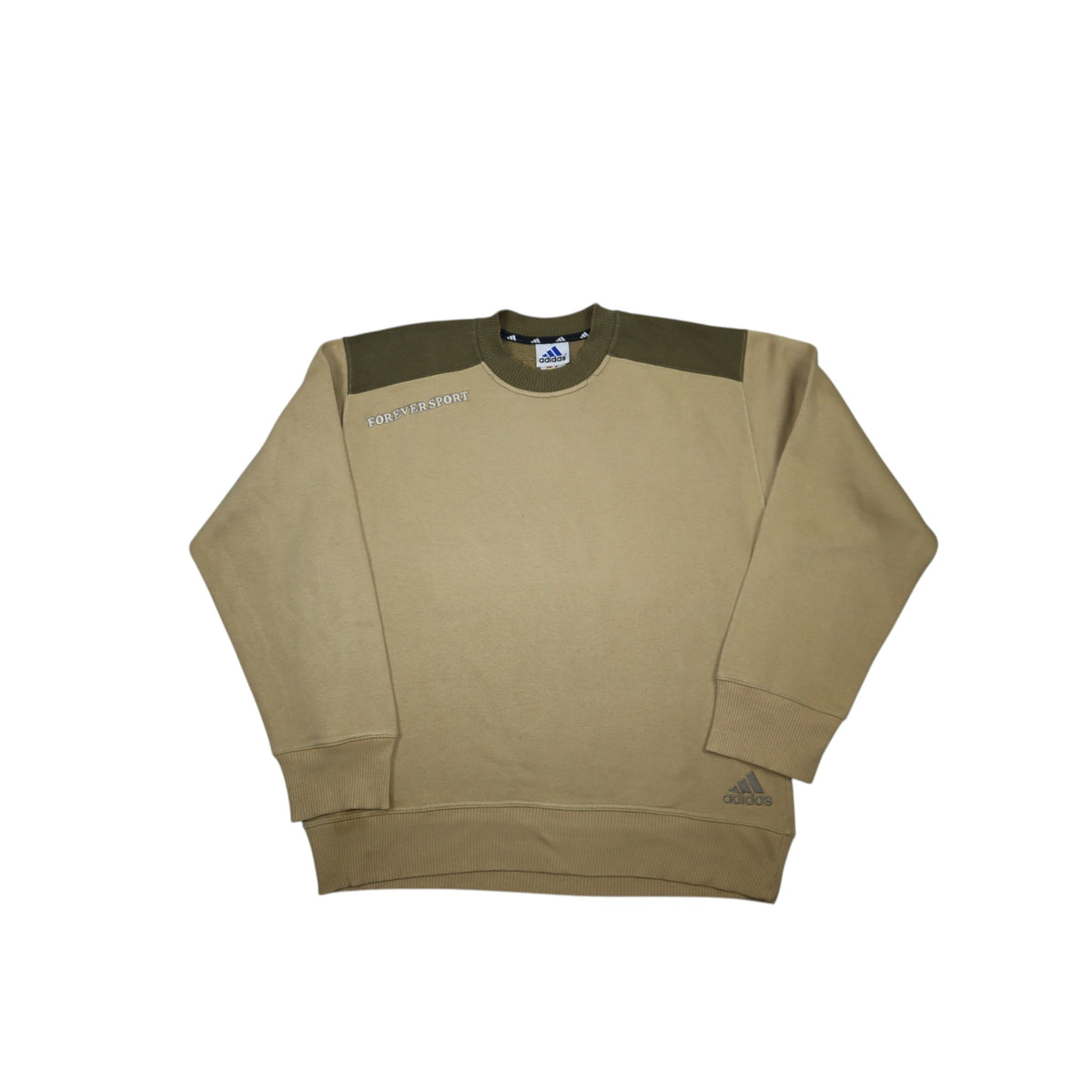 Vintage Early 2000s Adidas Crewneck | Beige / Green | Size M