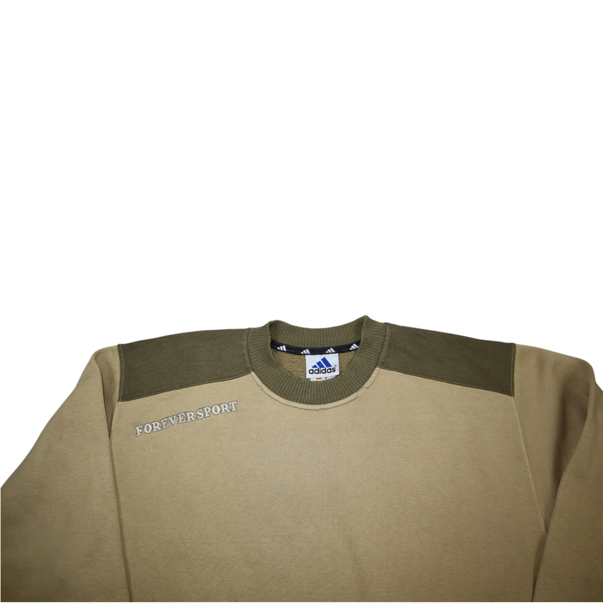 Vintage Early 2000s Adidas Crewneck | Beige / Green | Size M