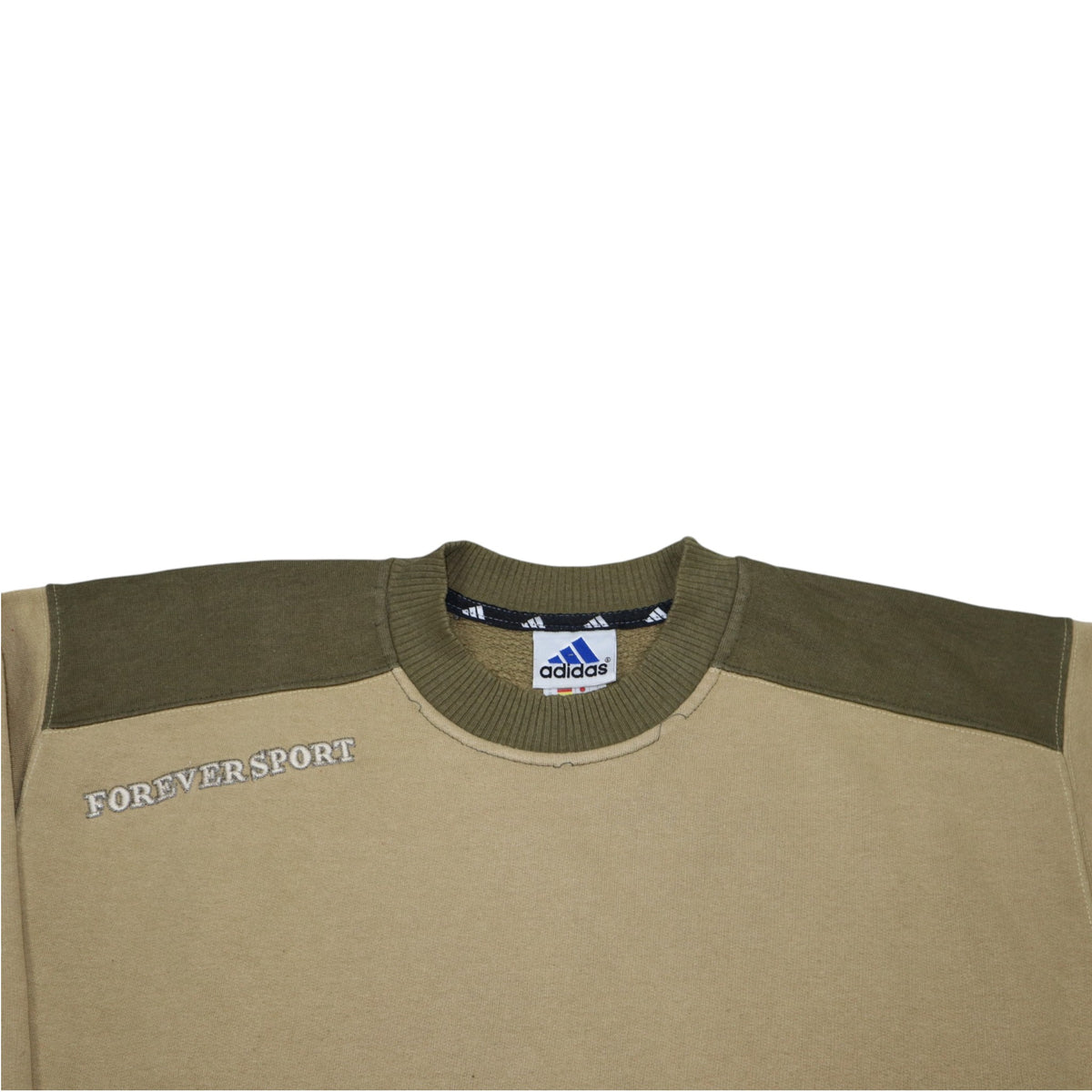Vintage Early 2000s Adidas Crewneck | Beige / Green | Size M