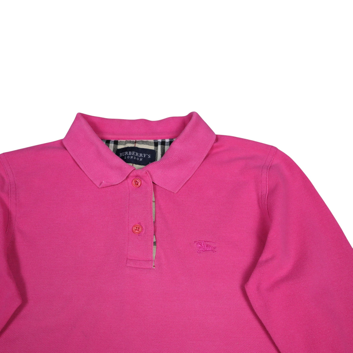 Vintage Burberry Long Sleeve Polo | Pink | Women's Size L