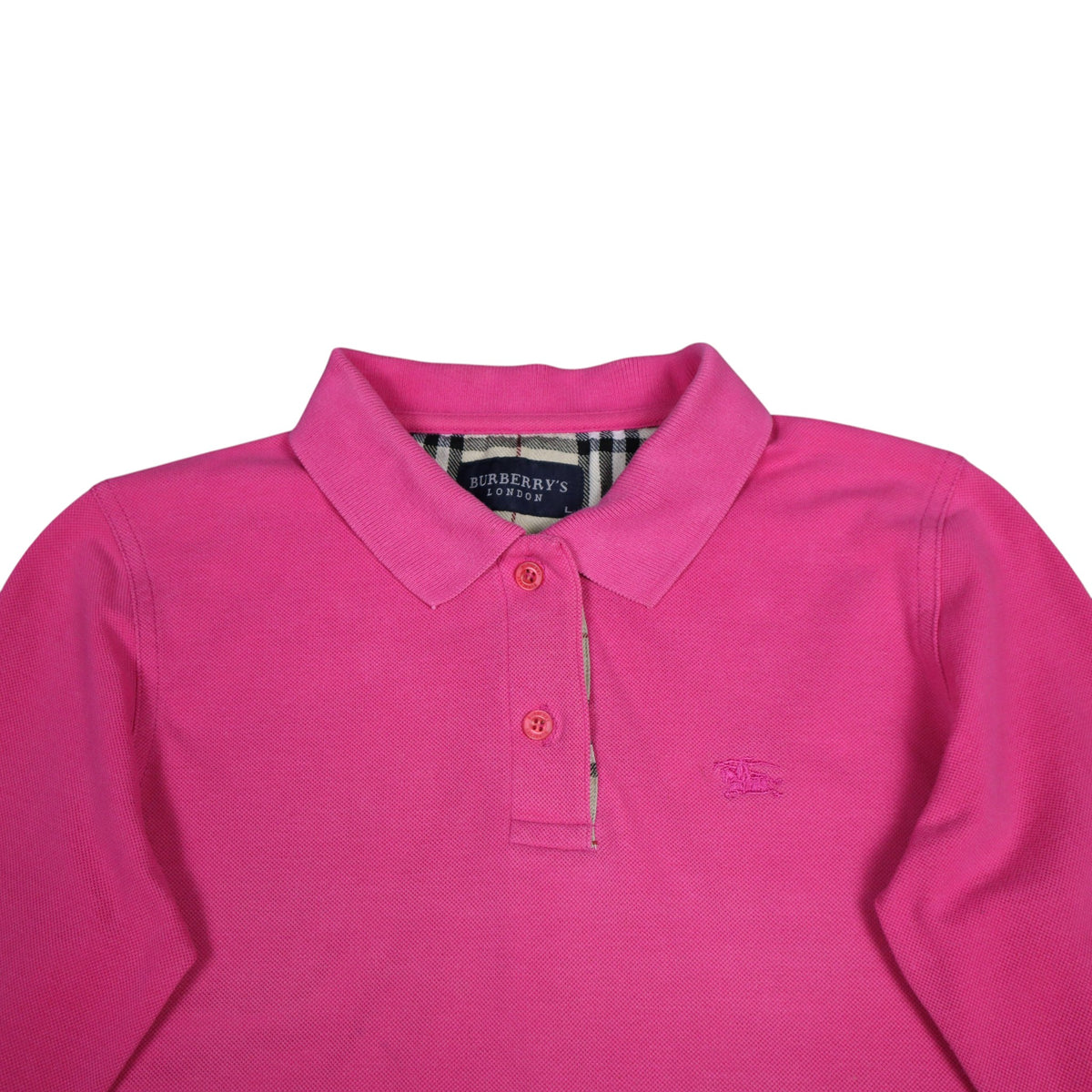 Vintage Burberry Long Sleeve Polo | Pink | Women's Size L