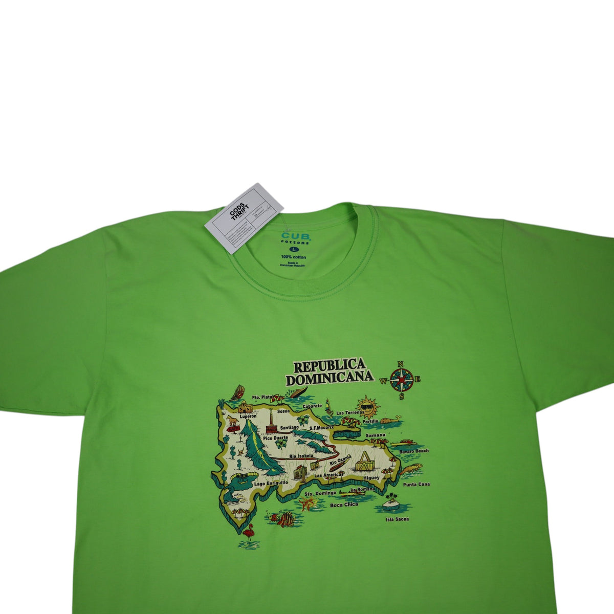 Vintage Dominican Republic Graphic Tee | Green | Size L